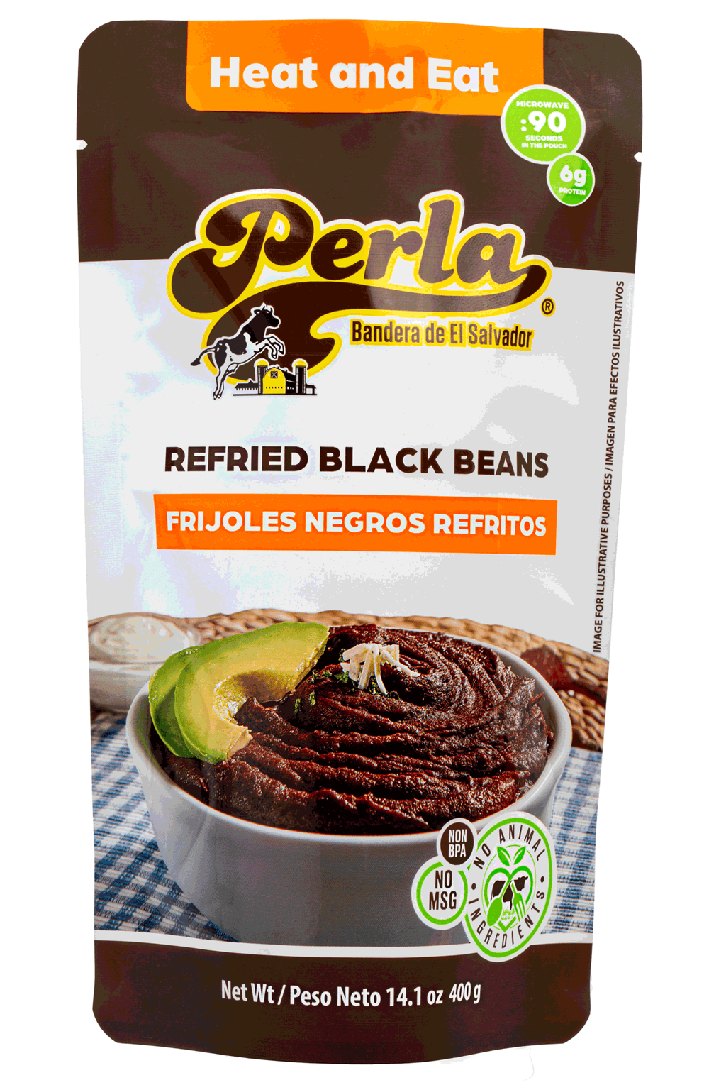 Perla Frijoles Negros Refritos, 14oz (Caja de 20)