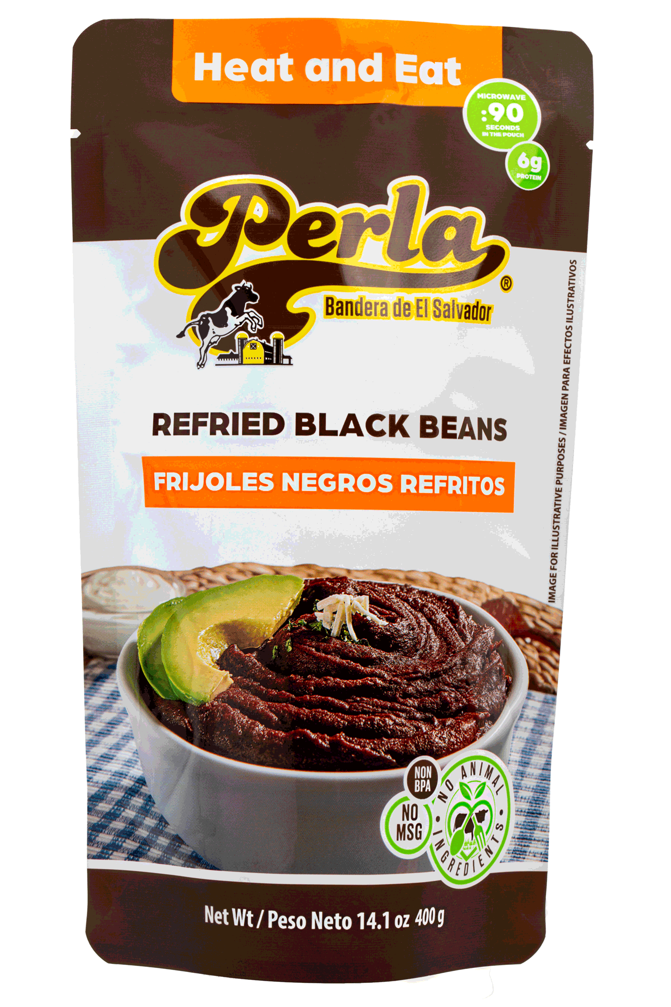 Perla Refried Black Beans (Frijoles Negros Refritos) 14 oz