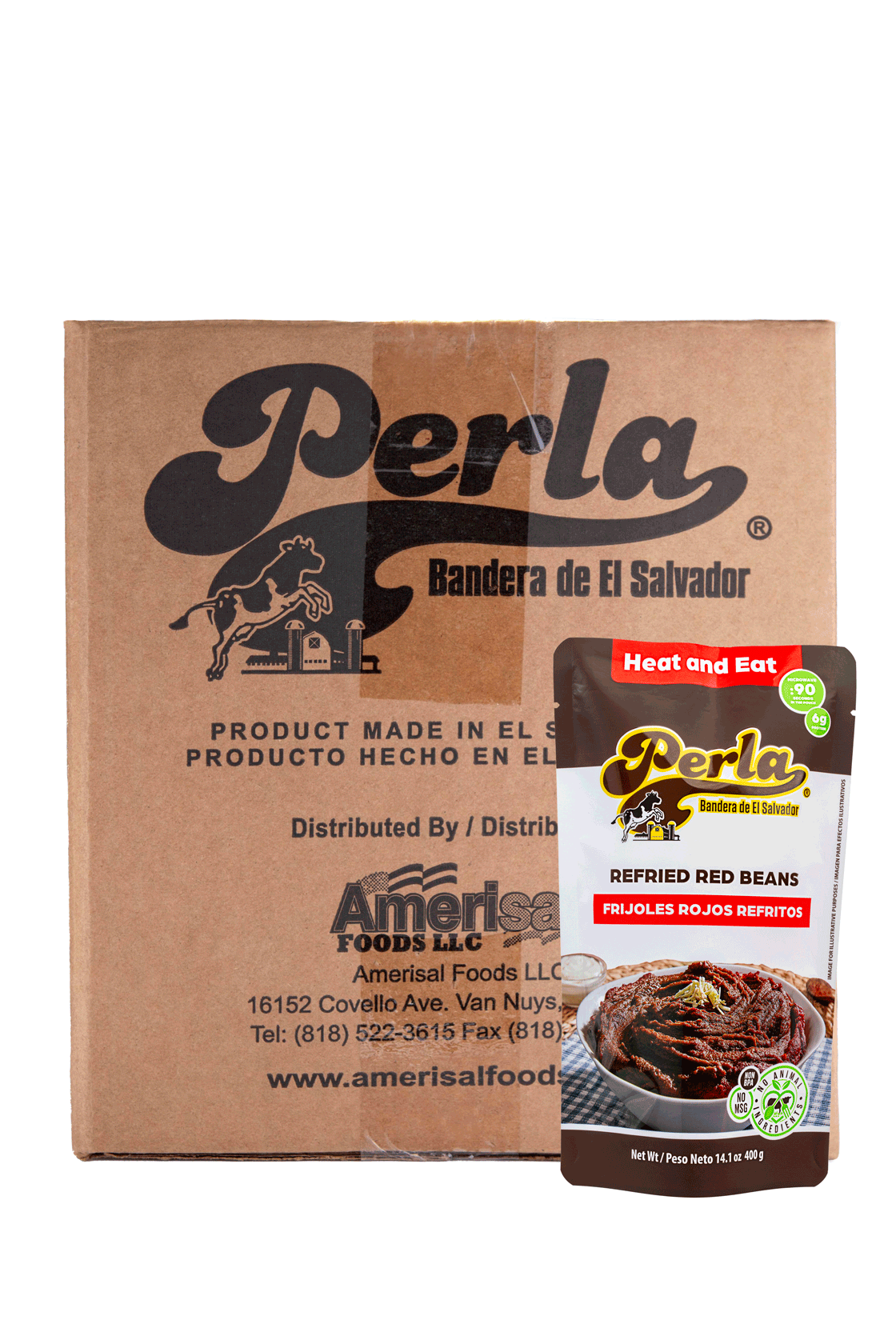 Perla Frijoles Rojos Refritos, 14oz (Caja de 20)