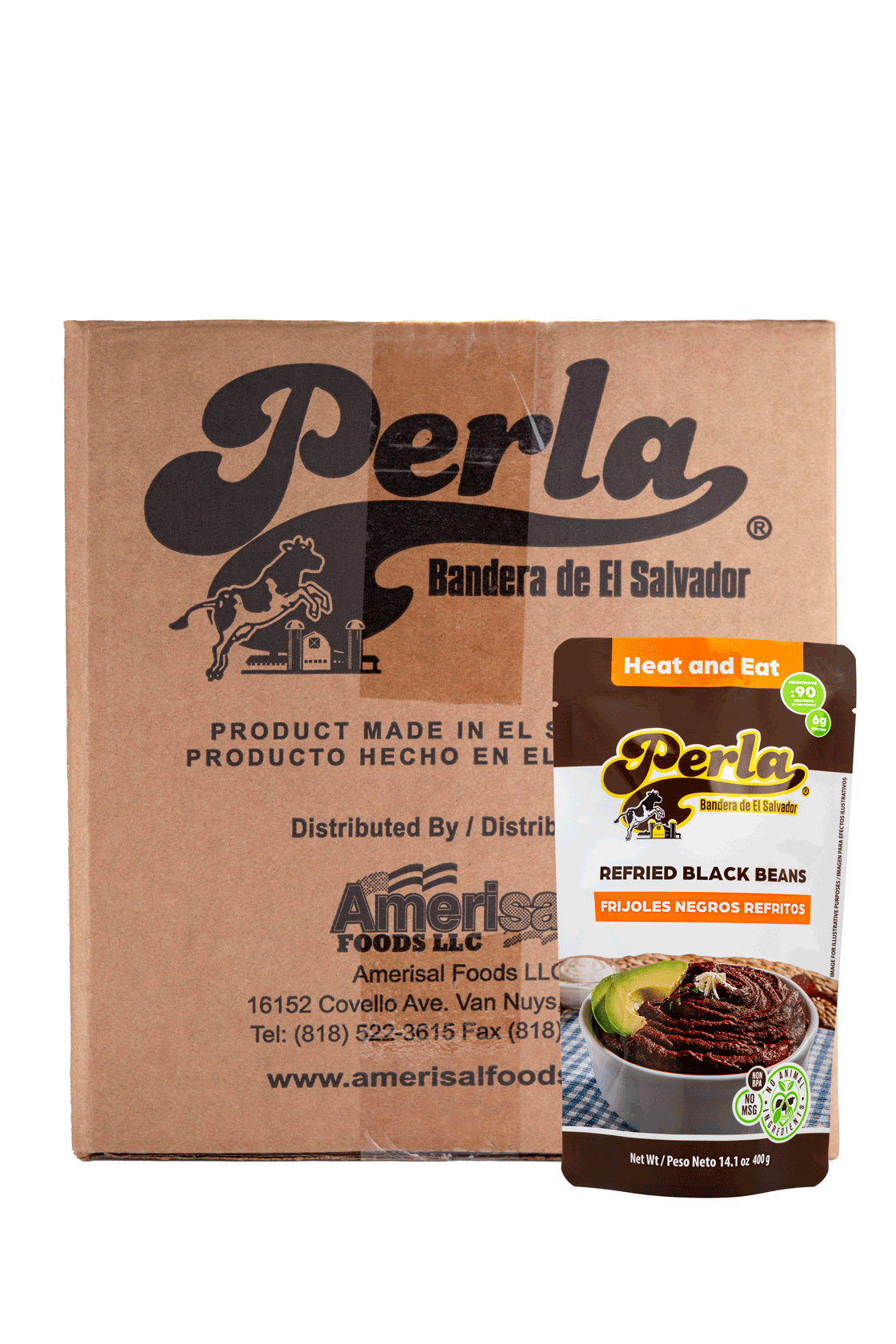 Perla Frijoles Negros Refritos, 14oz (Caja de 20)