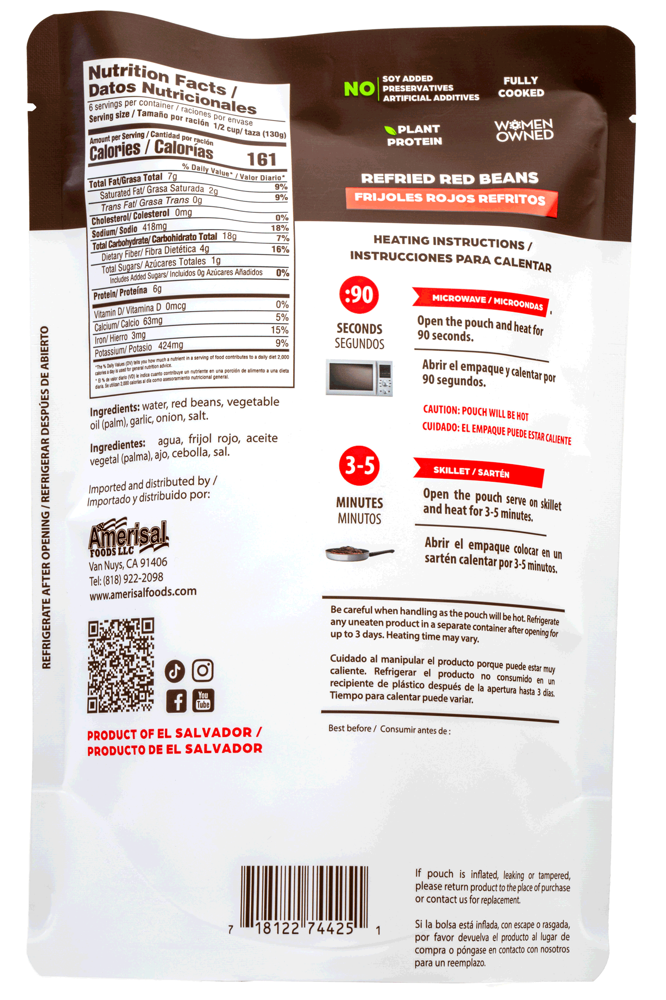 Perla Refried Red Beans (Frijoles Rojos Refritos) 28.2 oz