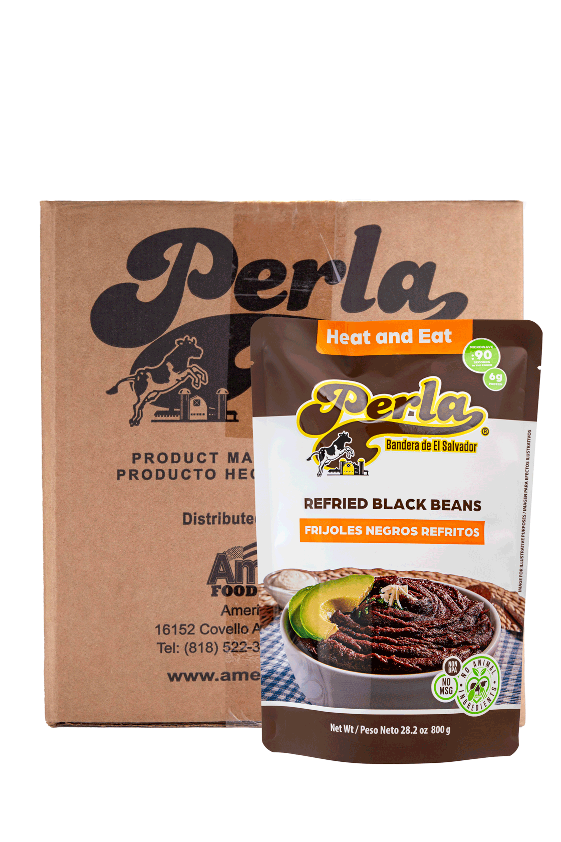 Perla Frijoles Negros Refritos, 28.2 oz (Caja de 12)