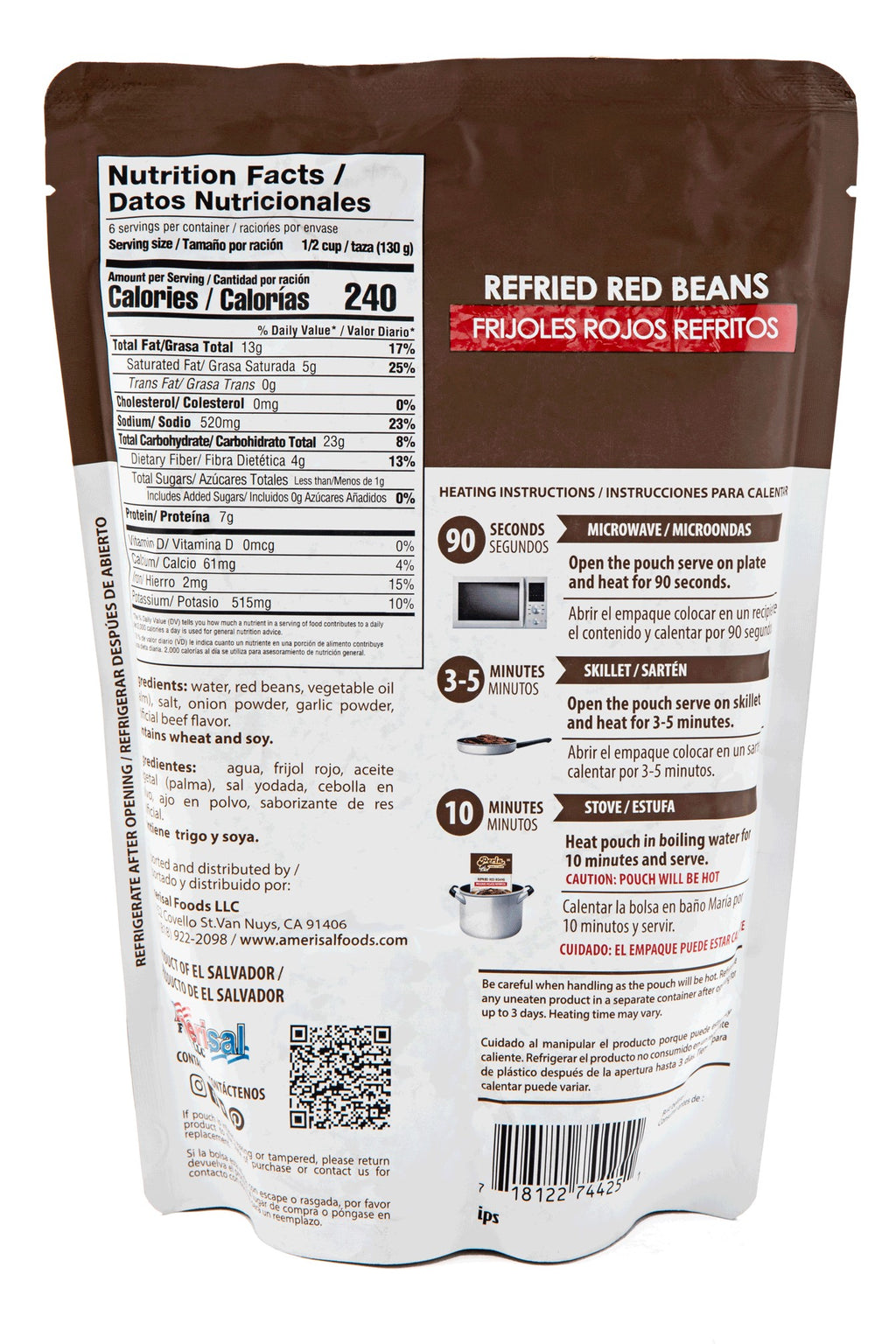 Perla Frijoles Rojos Refritos, 28.2 oz (Caja de 12)